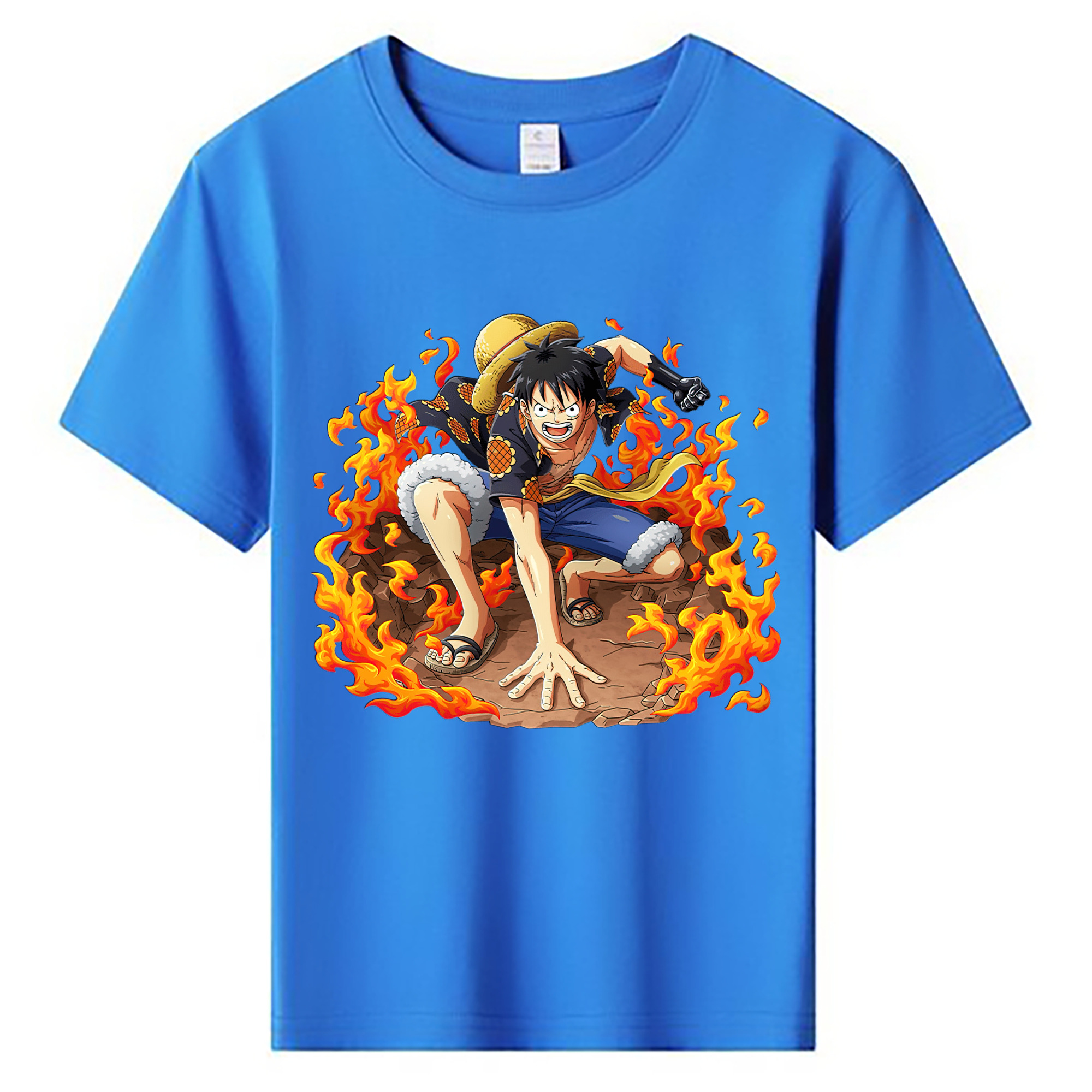 ワンピース モンキー・D・ルフィ ONE PIECE Monkey D. Luffy 綿100％キッズTシャツ（フロントプリント）